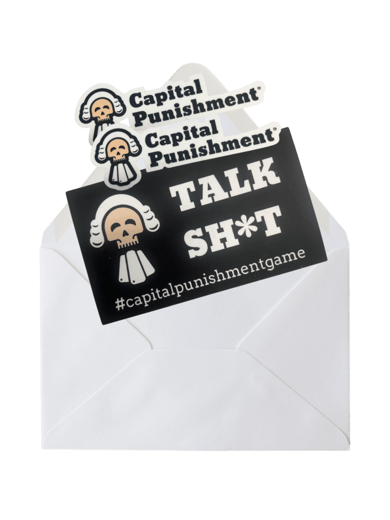 Capital Punishment Stickers in an envelope